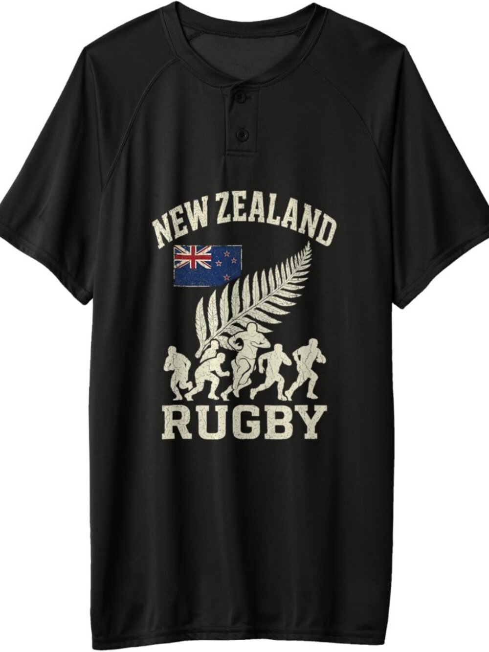 Vintage Distressed Rugby Baseball Jersey | Silver Fern Design | Adult & Youth